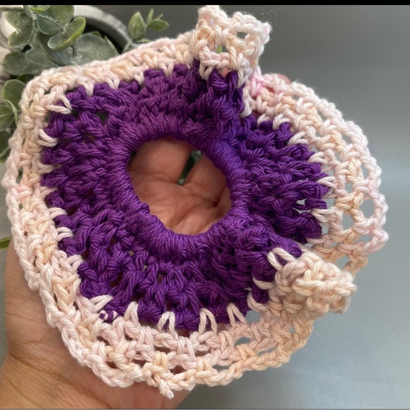 Handmade Accessories - 3 for $20 Purple cream Scrunchies Oversized Crocheted Handmade 100% cotton gifts